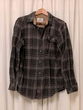 Legendary Whitetails Brown, Green and Gray Plaid Button-Down Shirt